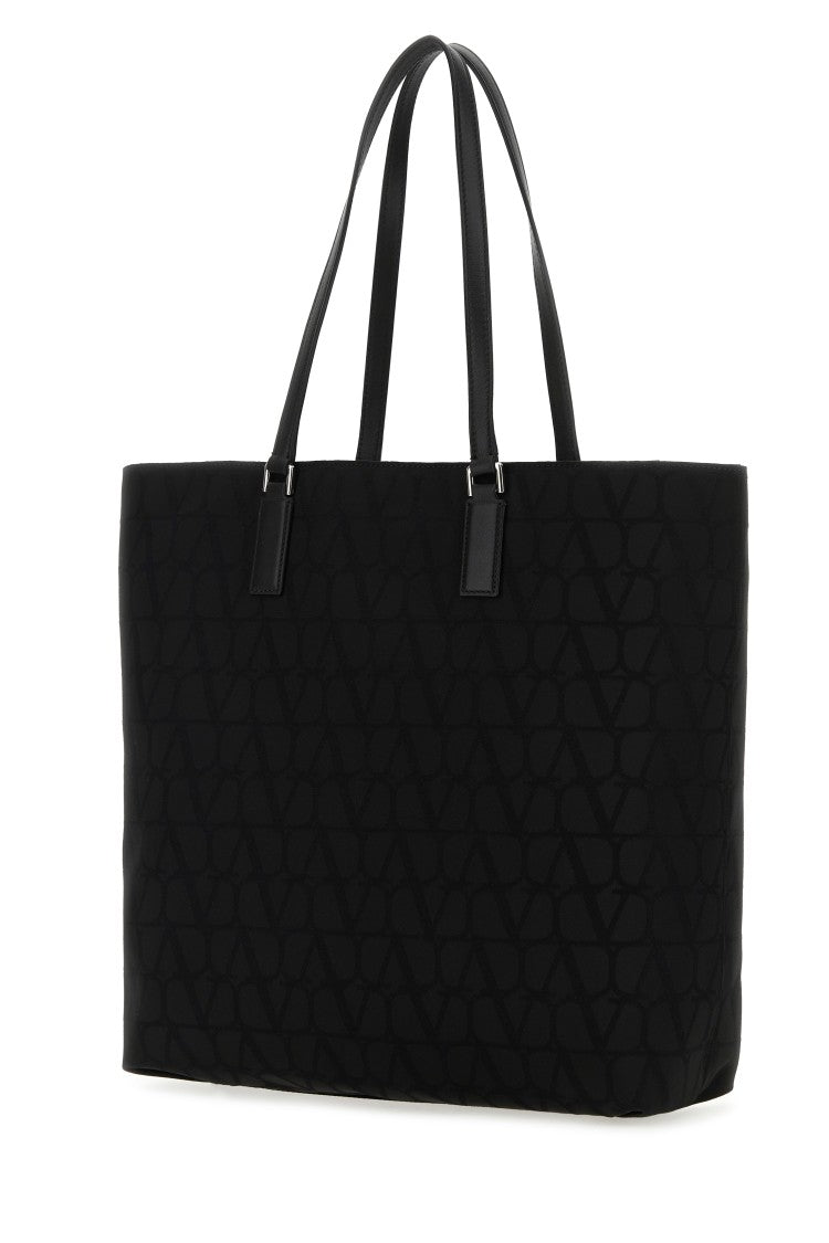 Valentino Garavani Structured Black Tote Bag With Textured Surface