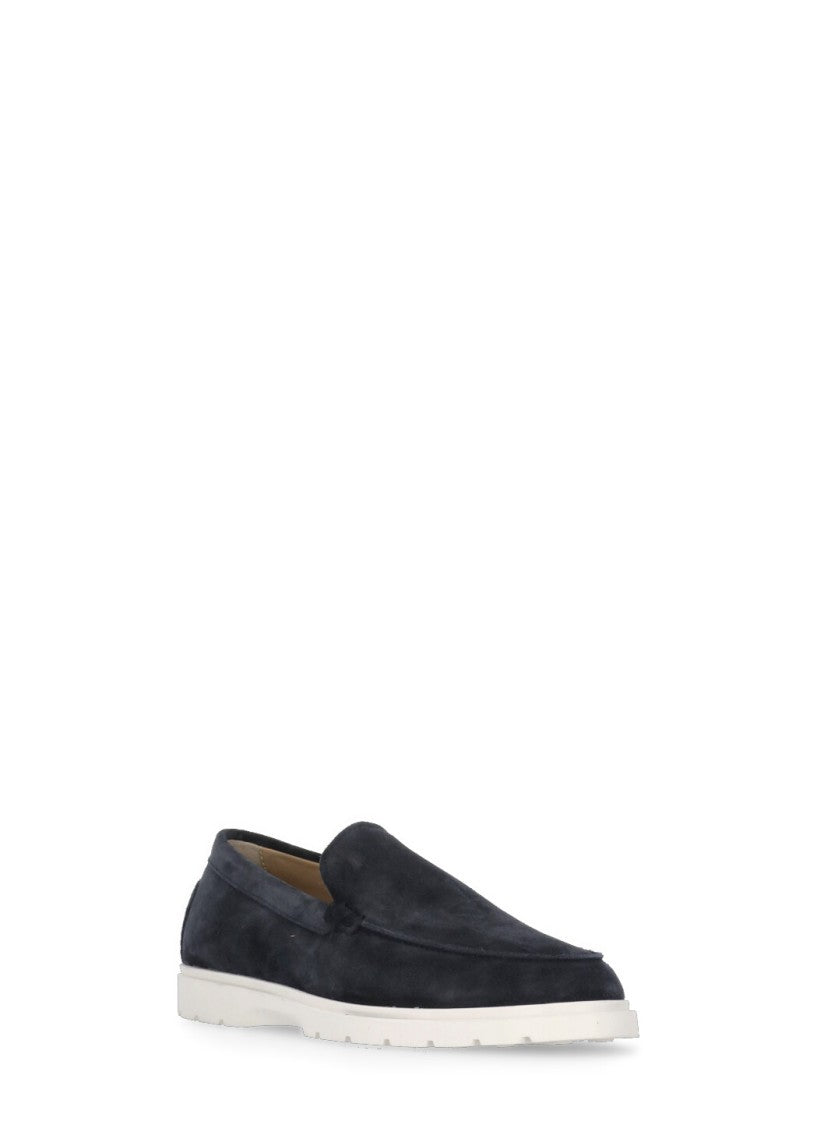 Tod's Blue Embroidered Logo Loafers