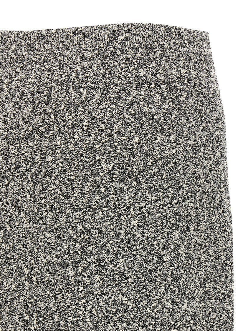 Tory Burch Textured Grey Tweed Midi Skirt With Flared Silhouette
