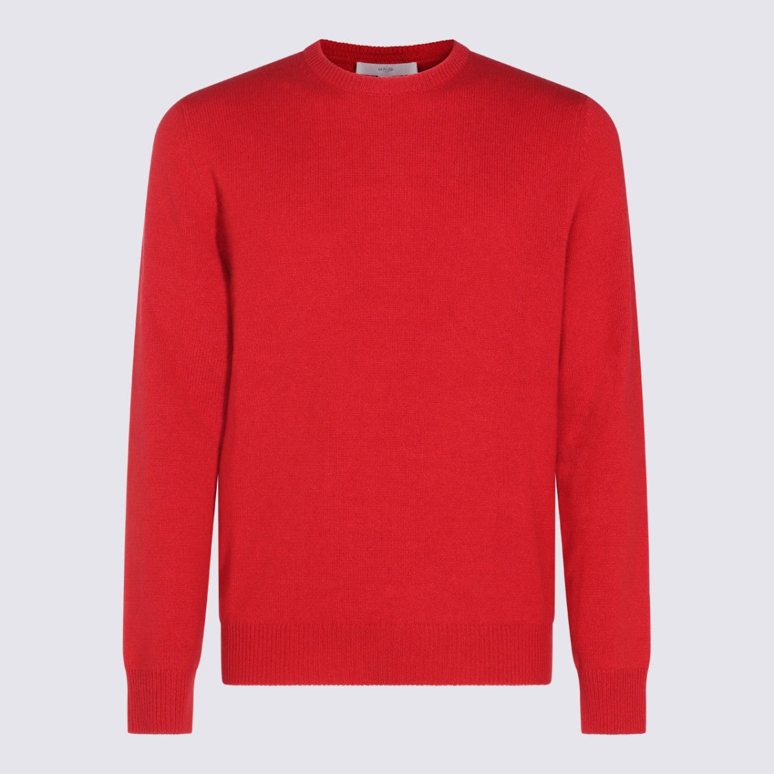 Malo Finely Knit Red Cashmere Sweater With Crew Neckline