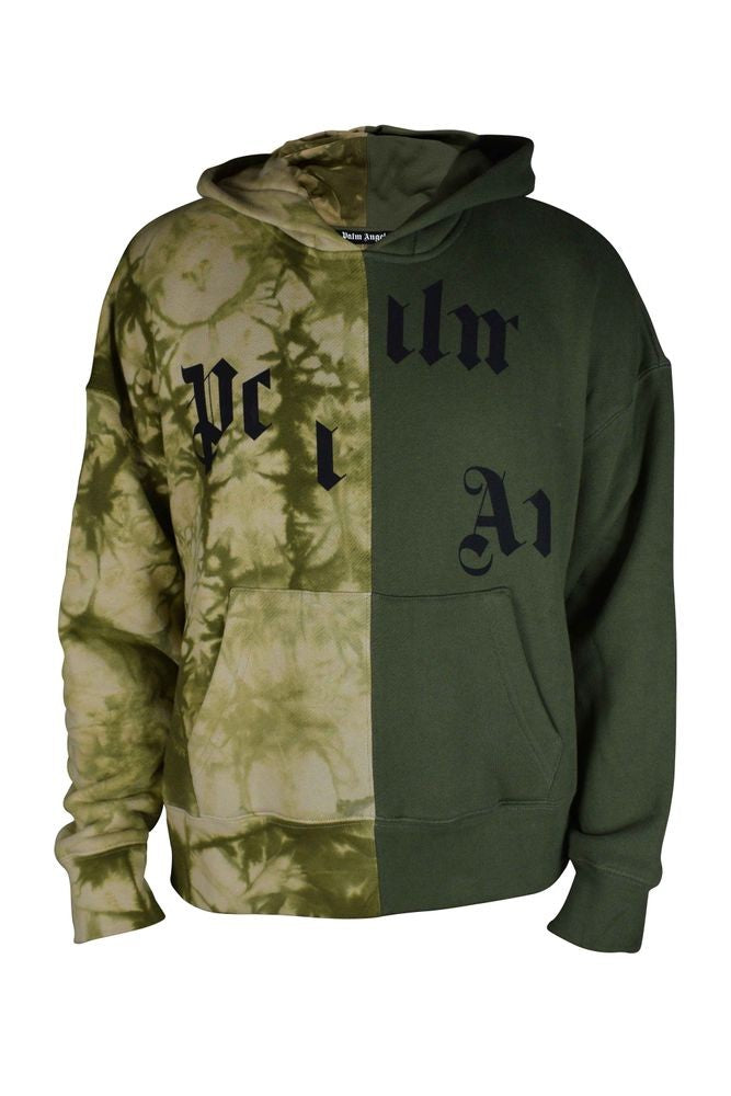 Palm Angels Two-Tone Hooded Sweatshirt With Broken Logo Detail