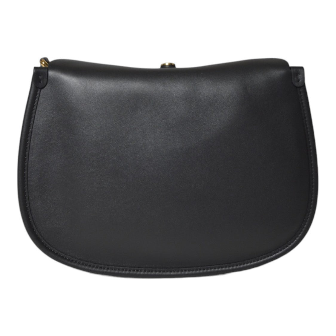 Etro Curved Silhouette Black Leather Bag With Gold-Tone Accents