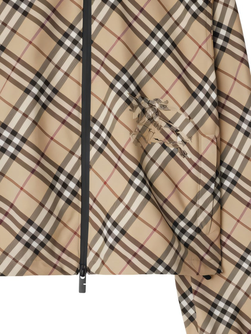 Burberry Cropped Hooded Jacket With Classic Plaid Pattern