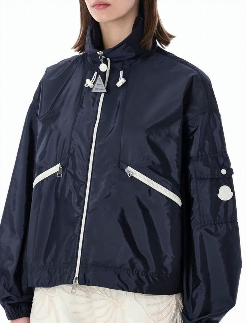 Moncler Lightweight Shiny Jacket With High Collar