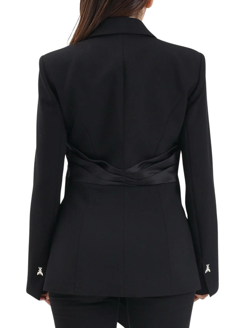 Patrizia Pepe Black Polyester-Blend Fitted Blazer