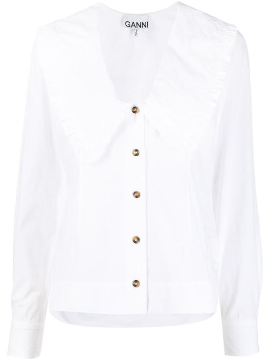 Ganni Rounded Collar White Blouse