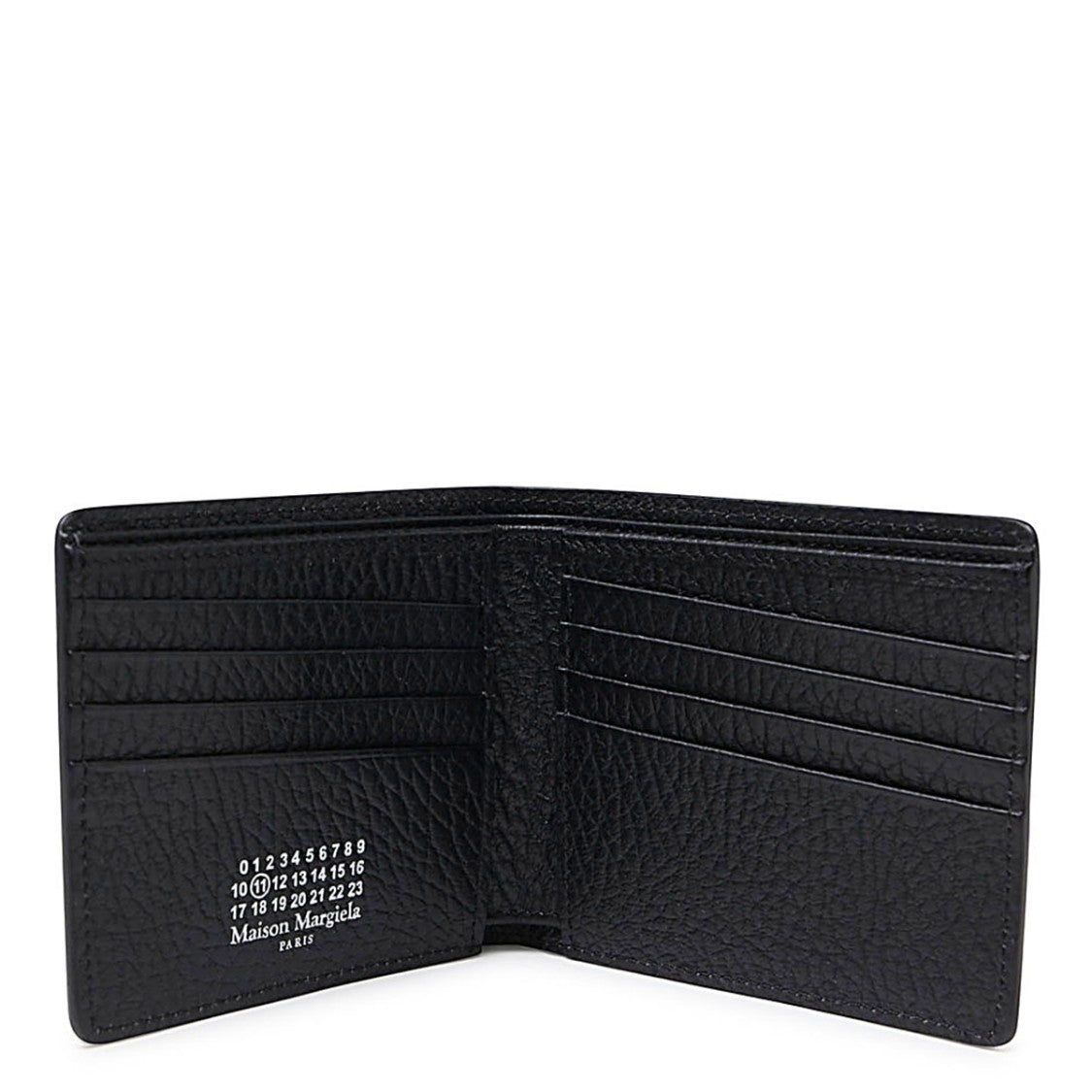 Maison Margiela Grained Black Leather Wallet With Contrast Stitching