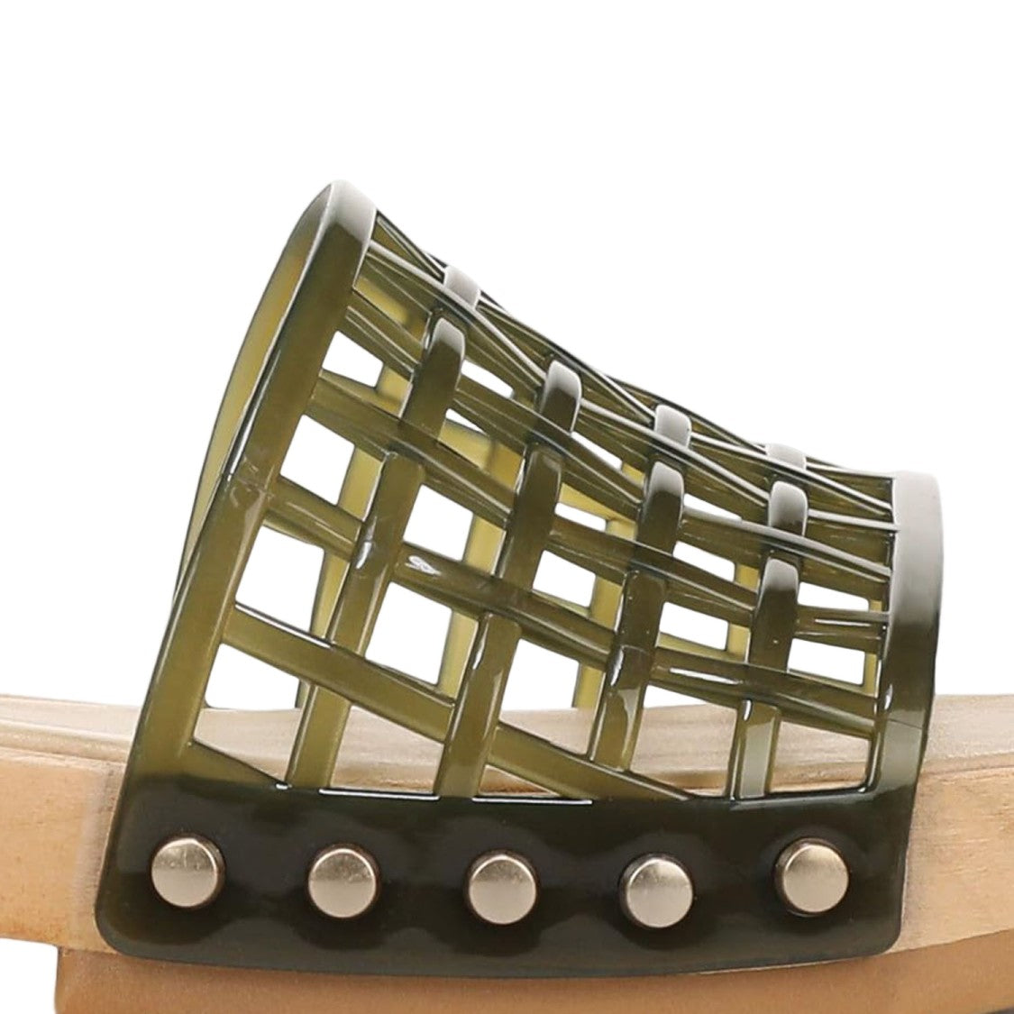 Vince Wooden-Sole Sandals With Green Mesh Upper