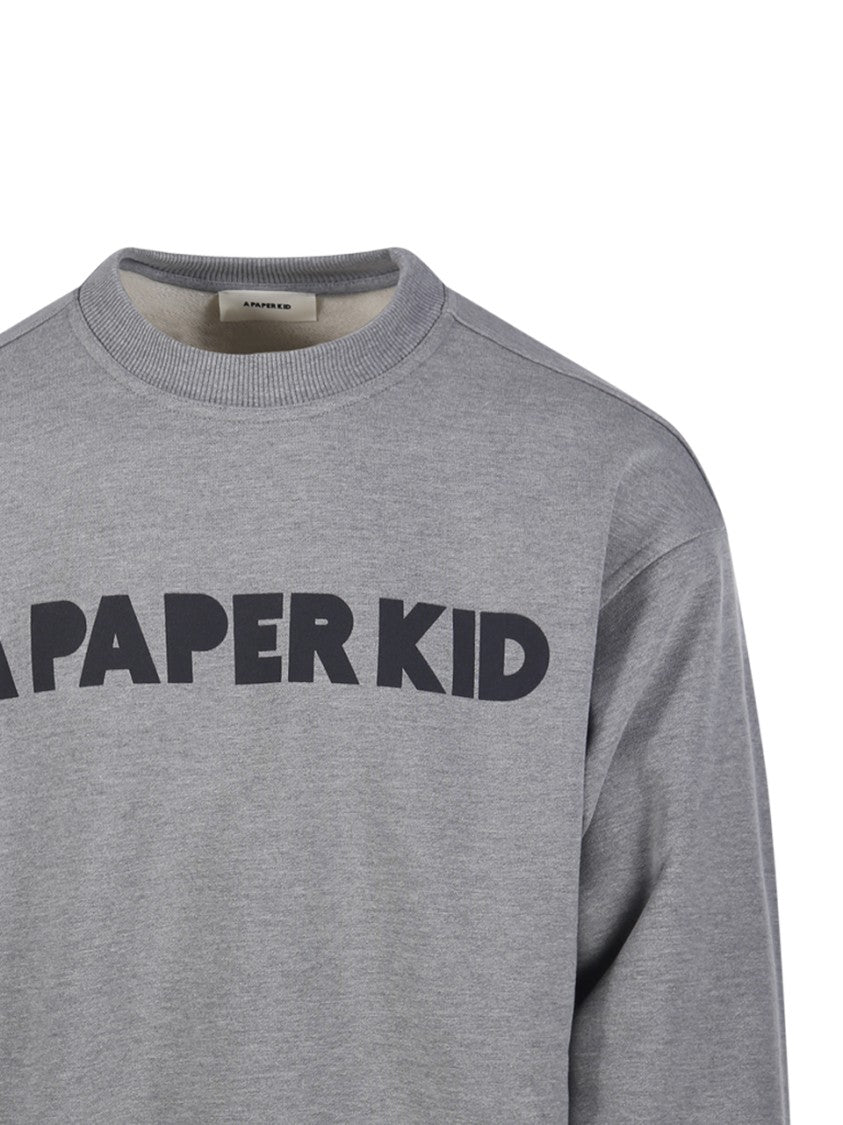 A Paper Kid Relaxed Fit Cotton Sweatshirt With Bold Text Print