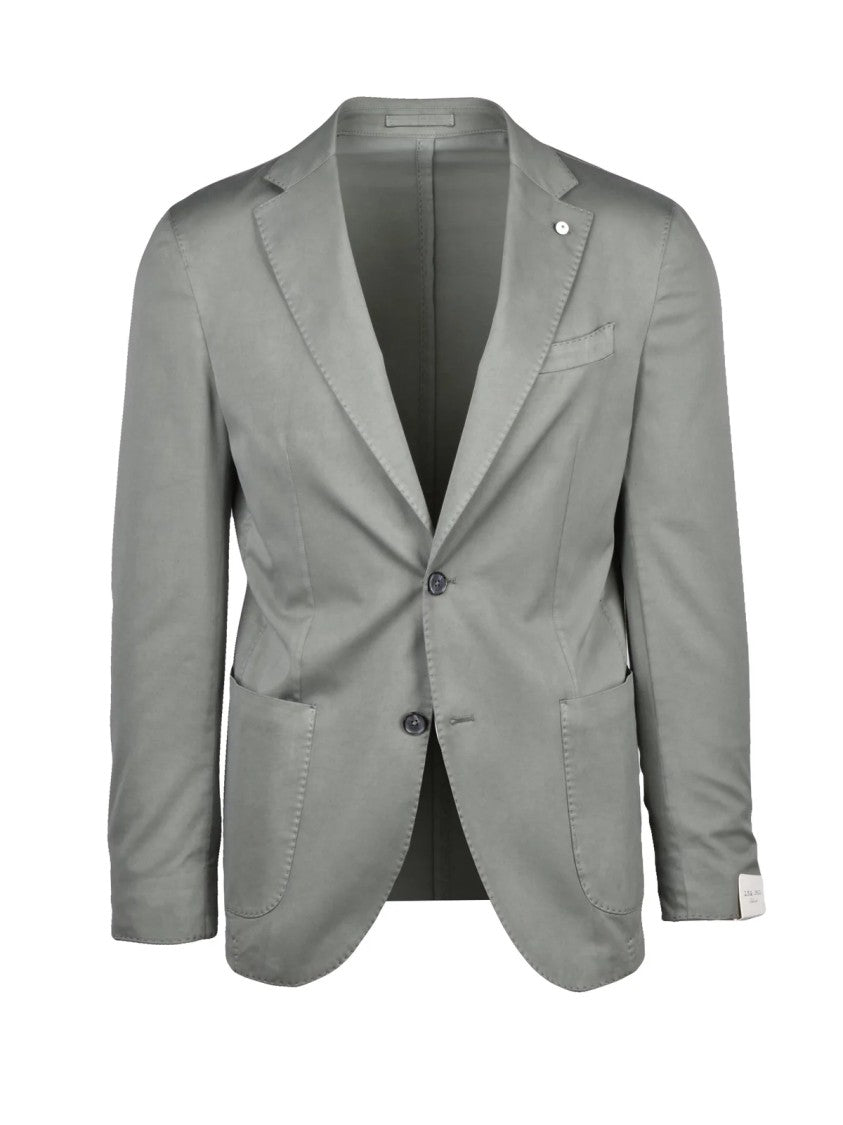 L.B.M. 1911 Sage Green Unlined Button Cotton-Silk Stretch Blazer