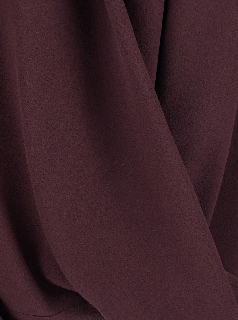 Plain Burgundy Wrap Georgette Blouse With Deep V-Neckline