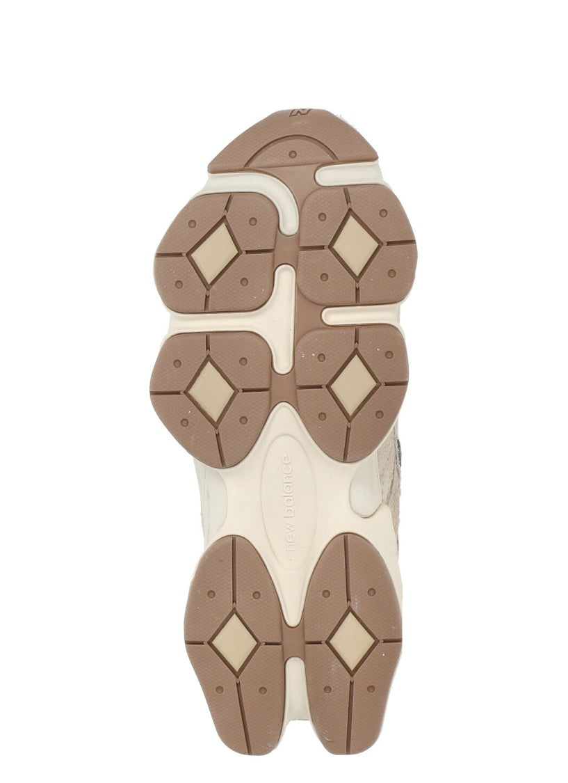 New Balance Beige Leather And Fabric Sneakers With Cushioned Sole