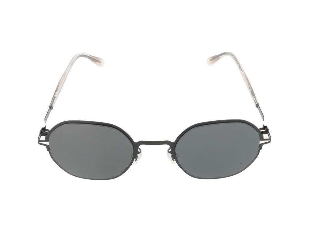 Mykita Black Silver-Toned Temple Rounded Octagonal Sunglasses
