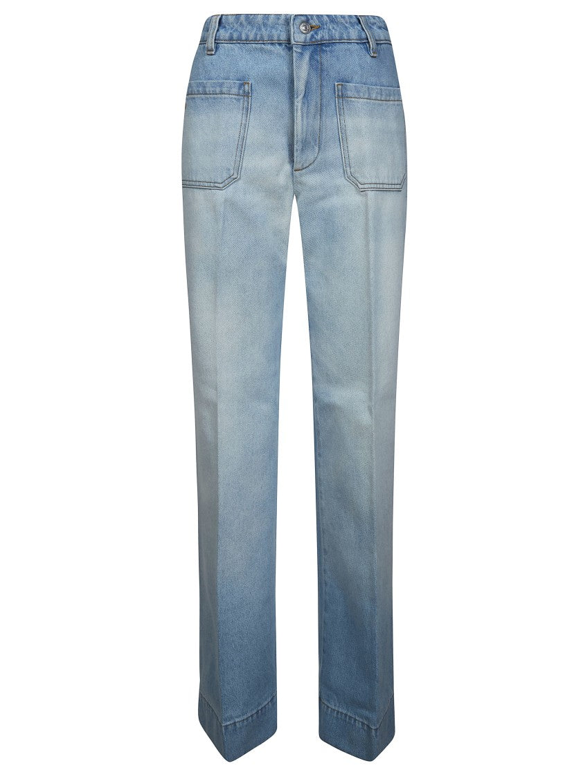 Victoria Beckham Light Blue Alina Faded Straight-Leg Jeans