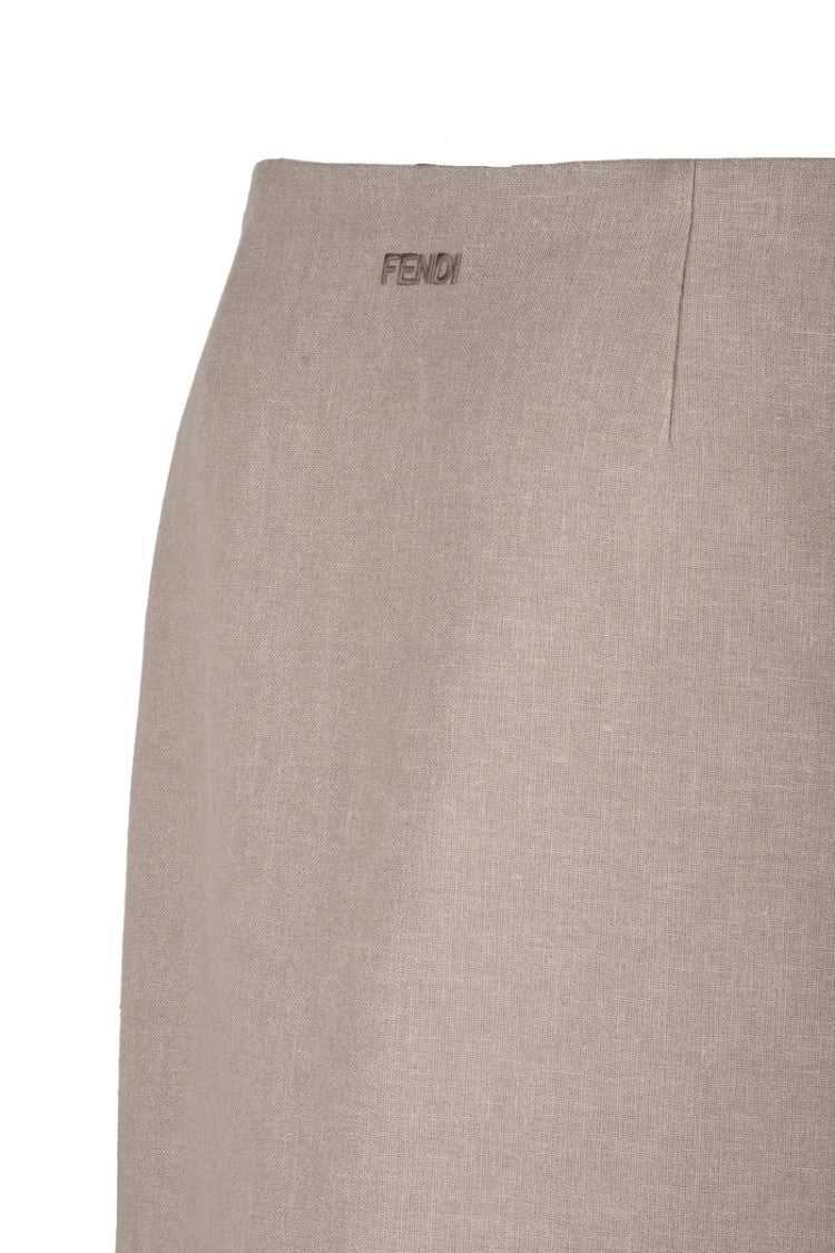 Fendi Anfora Linen Midi Skirt - Beige