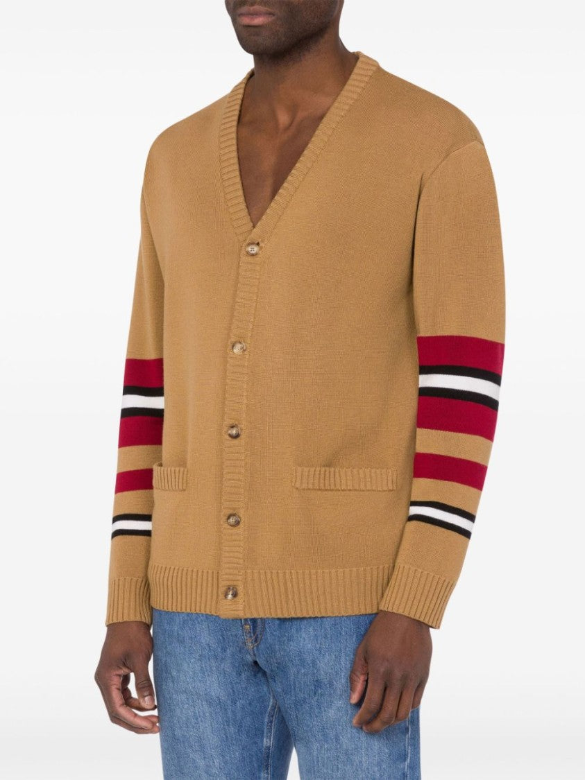 Moschino Camel Brown Intarsia-Knit Cardigan