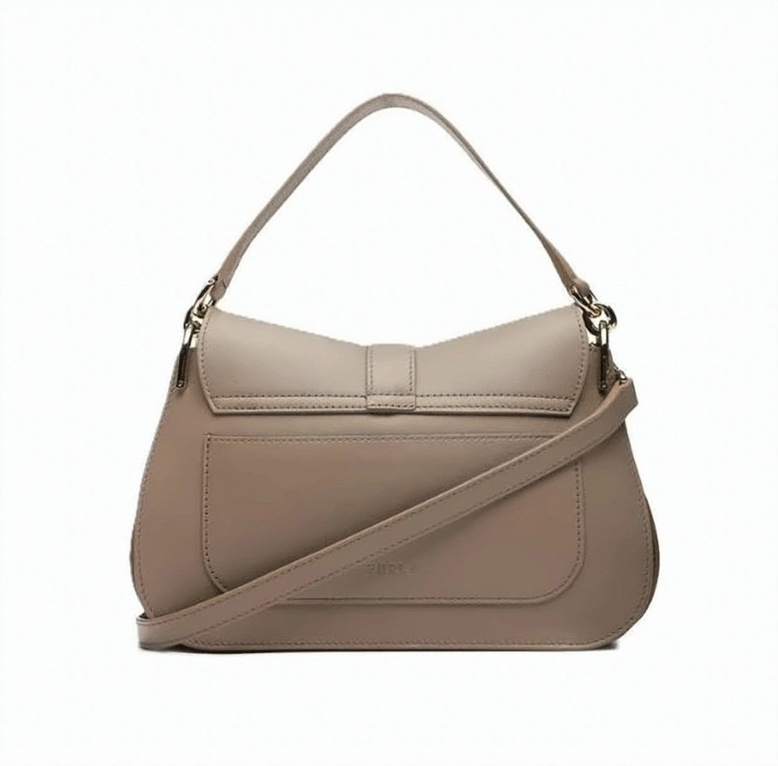 Furla Structured Leather Handbag With Magnetic Flap Closure