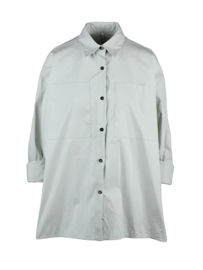 Liviana Conti Pistachio Green Cotton Polyamide Elastane Oversize Shirt