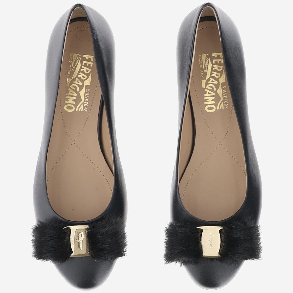 Salvatore Ferragamo Leather Bow Ballet Flats