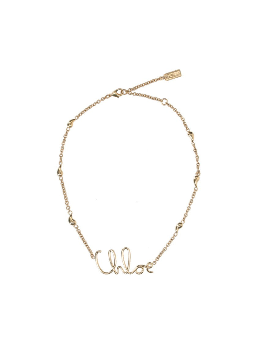 Chloé Gold Iconic Adjustable Logo Pendant Necklace
