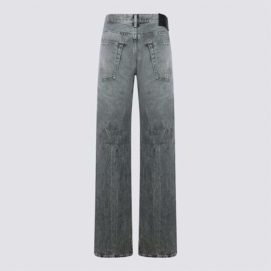 Acne Studios Faded Grey Denim Pants With Textured Weave And Classic Five-Pocket Design