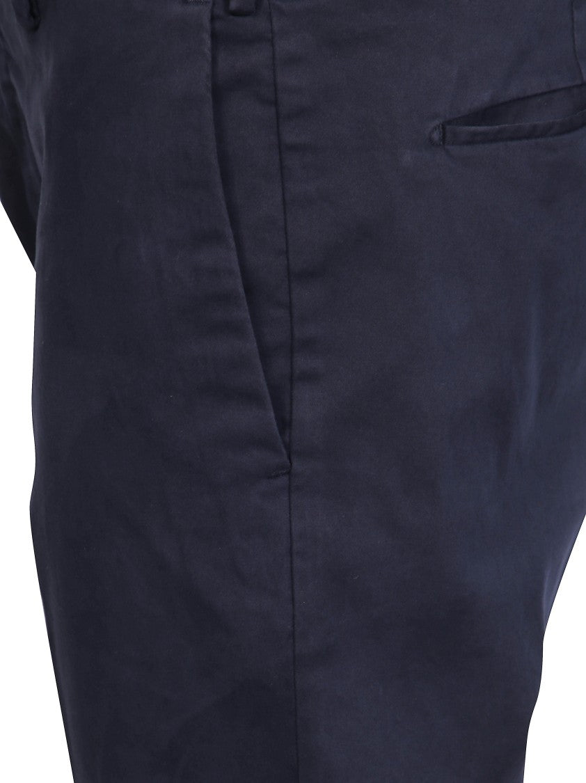 Pt01 Blue Cotton-Blend Slim-Fit Straight-Leg Pants