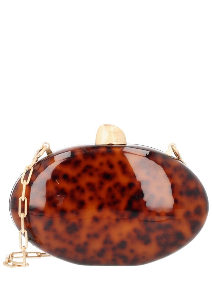 Cult Gaia Eviana Acrylic Tortoiseshell Oval Clutch