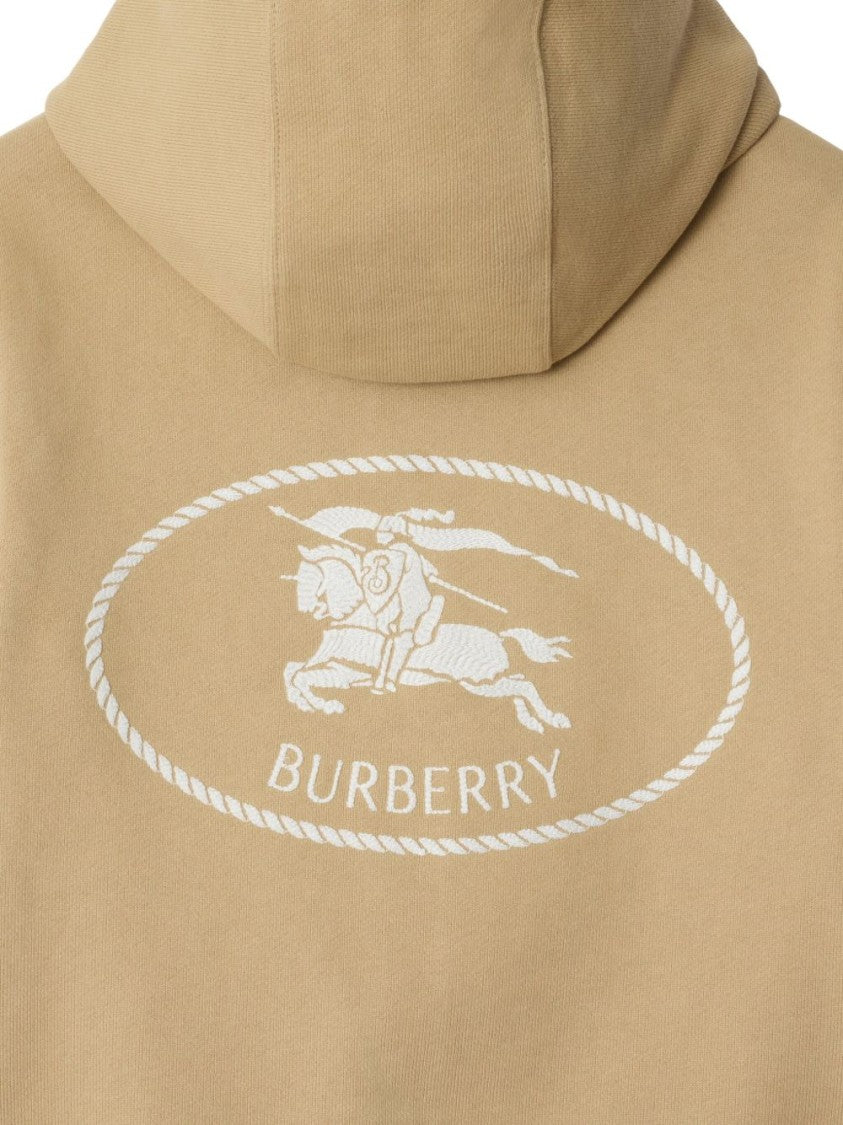 Burberry Front-Zip Hoodie With Spacious Hood