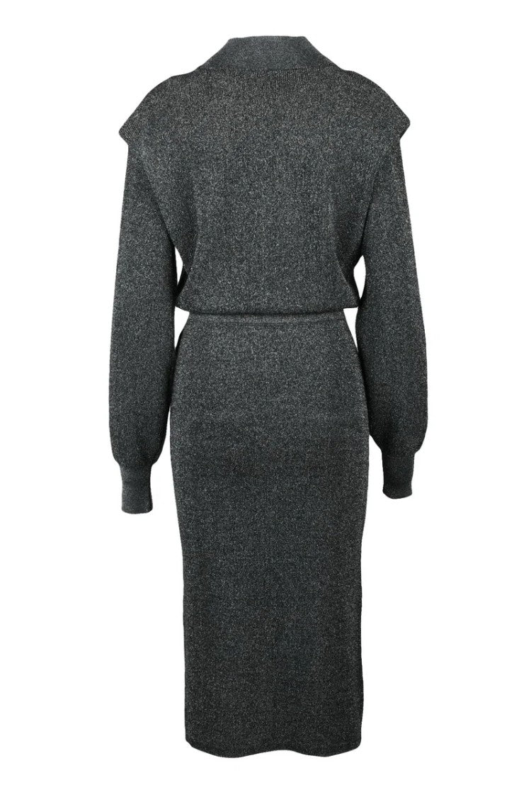 Iro Lamé Knit Dress - Black/Silver