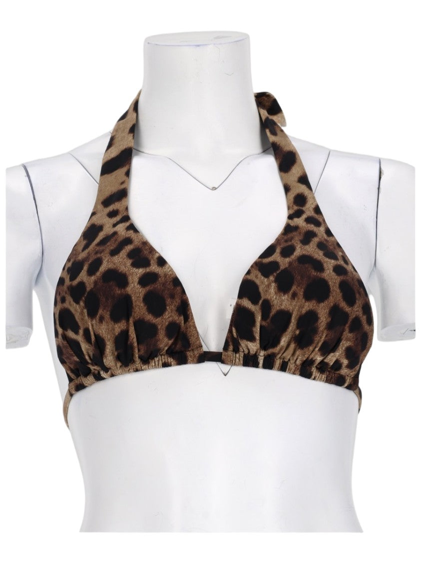 Dolce & Gabbana Padded Triangle Animal Print Bikini Top