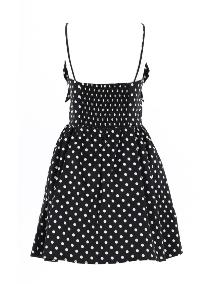 Ganni Polka Dot Smocked Mini Dress