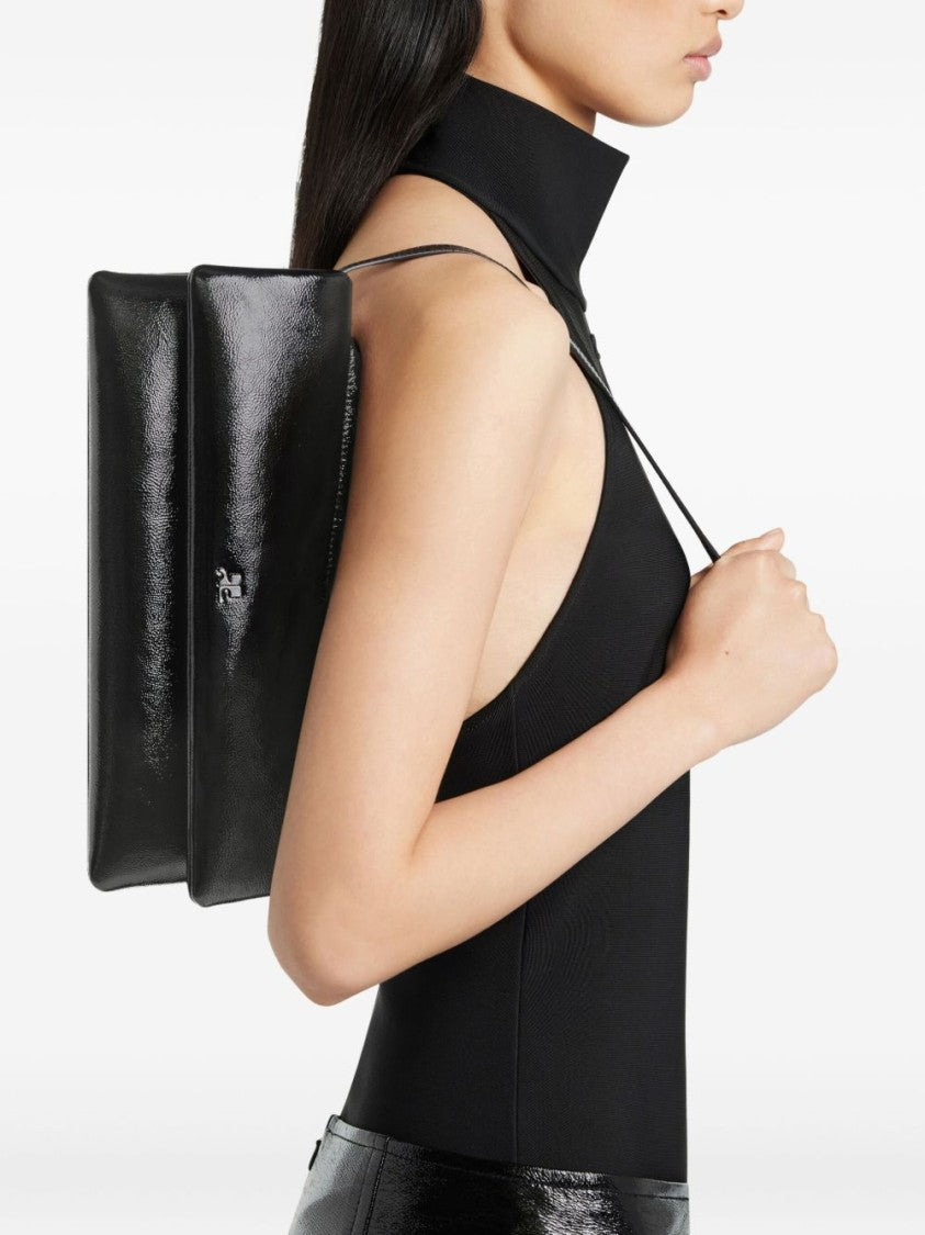 Courrèges Elongated Rectangular Shoulder Bag In Glossy Leather