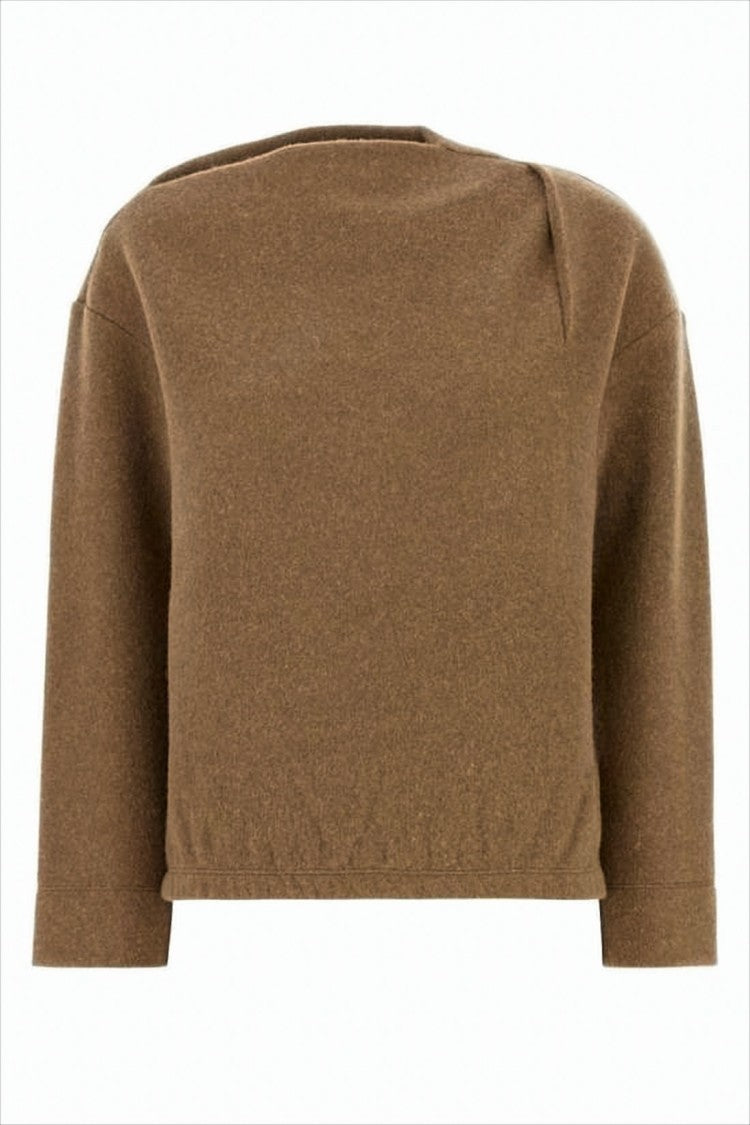 Max Mara Cropped Boxy Sweater With Wide Neckline