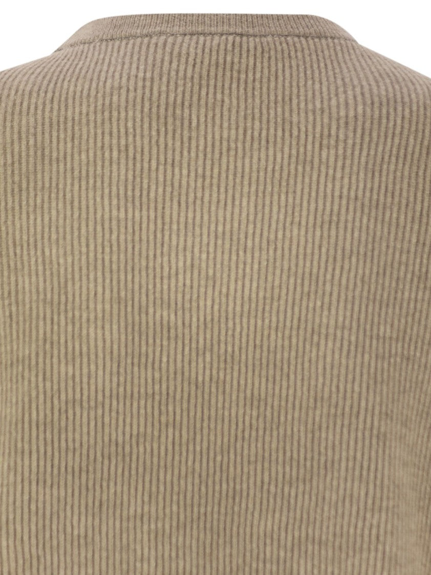 Brunello Cucinelli English Rib Cashmere Sweater With Monile