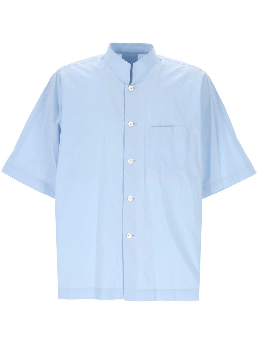Homme Plissé Issey Miyake Mandarin Collar Short-Sleeve Shirt With Boxy Fit