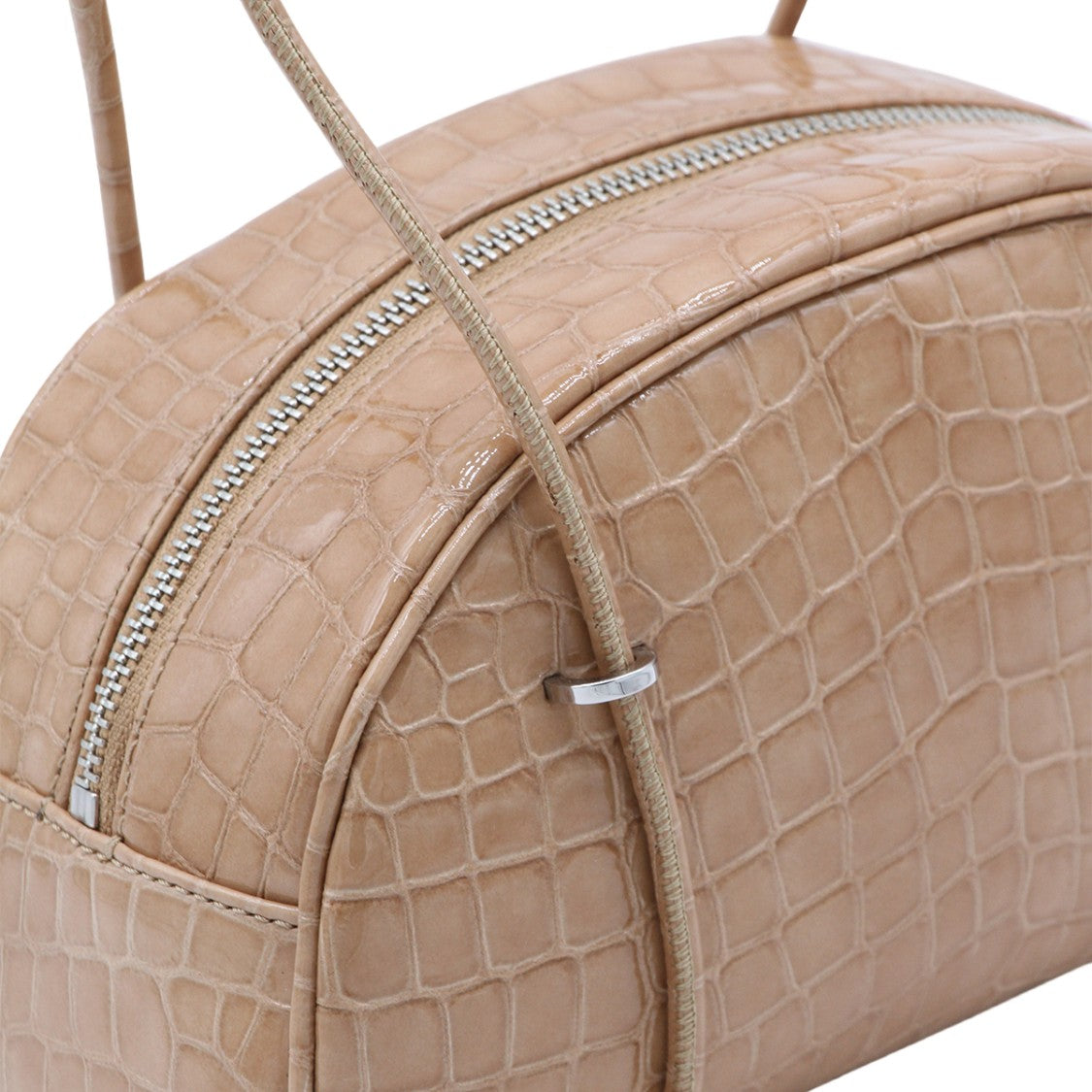 By Far Crocodile-Embossed Semi-Circular Handbag