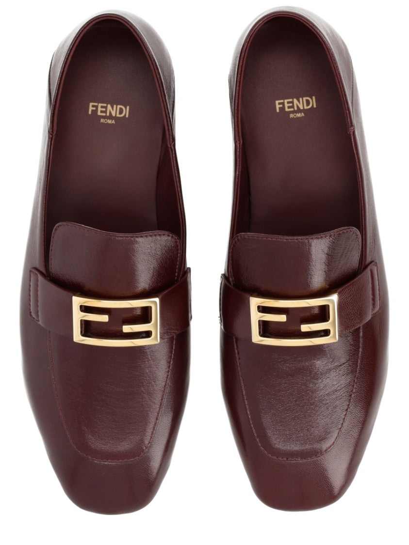 Fendi Baguette Polished Leather Loafers
