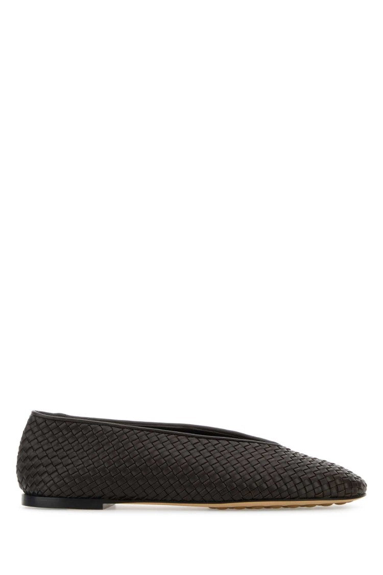 Bottega Veneta Dark Brown Leather Rosa Ballerinas