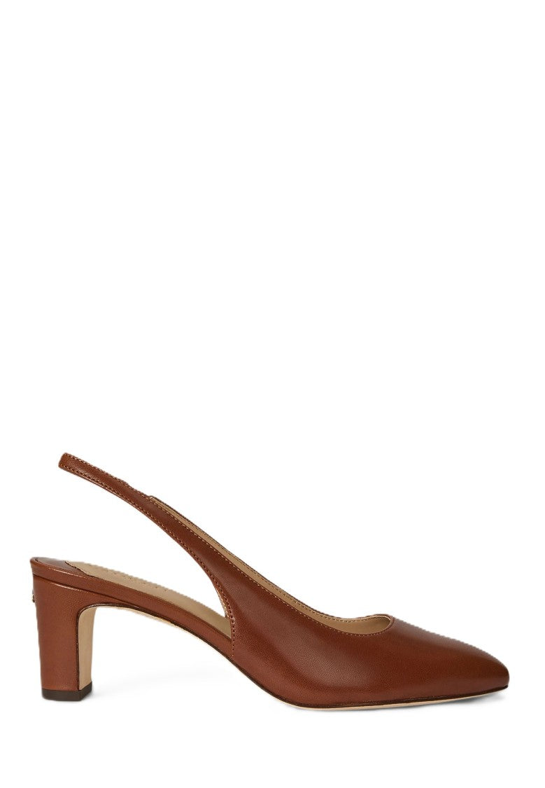Lauren Ralph Lauren Brown Klaire Leather Slingback Pumps