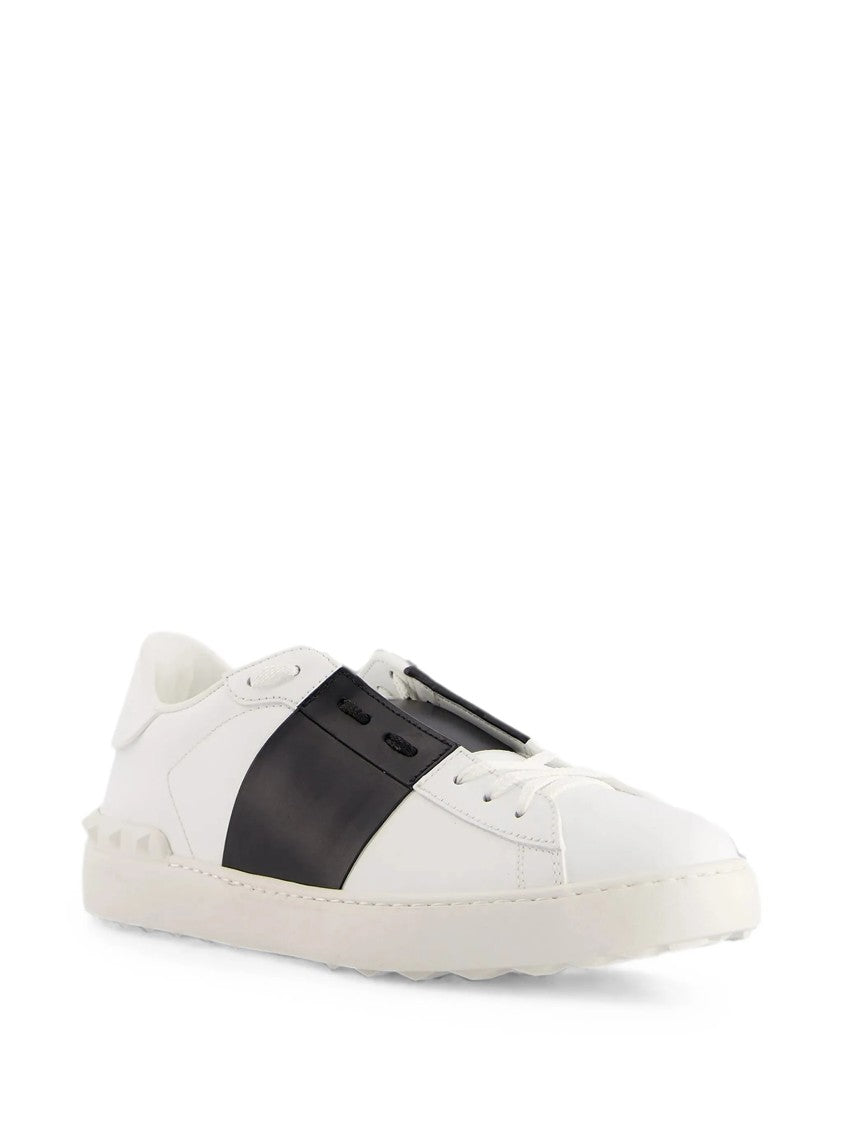 Valentino White Open Leather Black Sneakers
