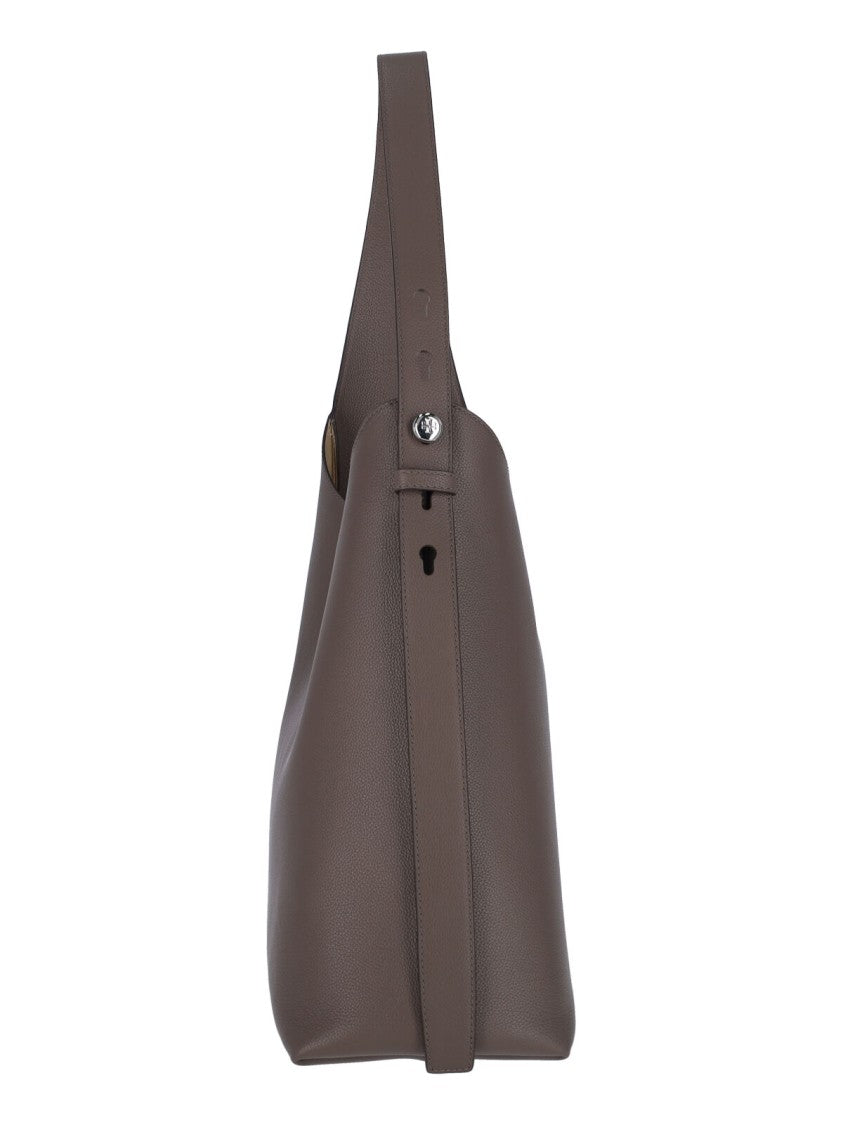 Tory Burch Structured Brown Calf Leather Shoulder Bag