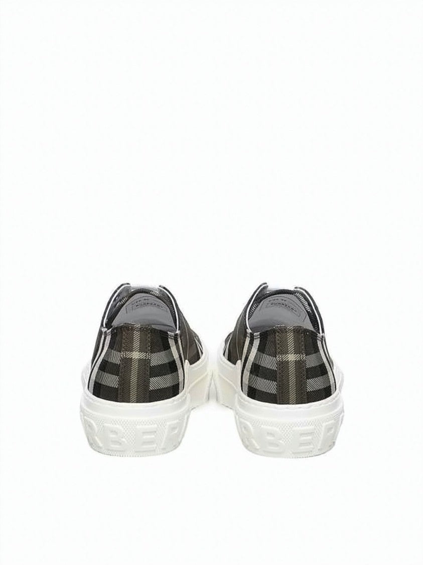 Burberry Checkered Nylon Low-Top Sneakers With Rubber Sole
