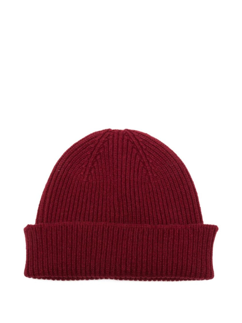 Paul Smith Ribbed Knit Beanie Hat In Rich Bordeaux