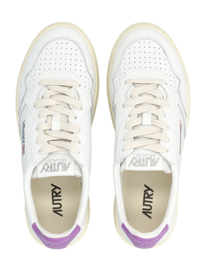 Autry Medalist Leather Low Sneakers White Purple