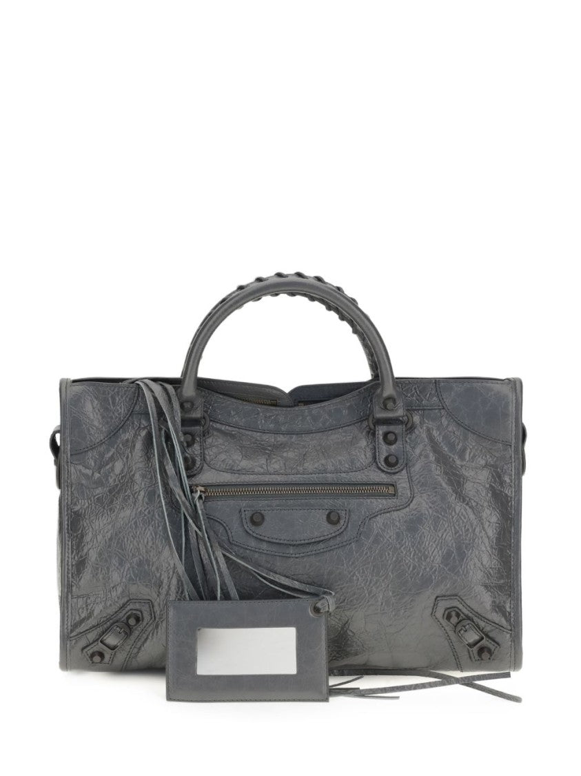 Balenciaga Black Structured Textured Lambskin Handbag