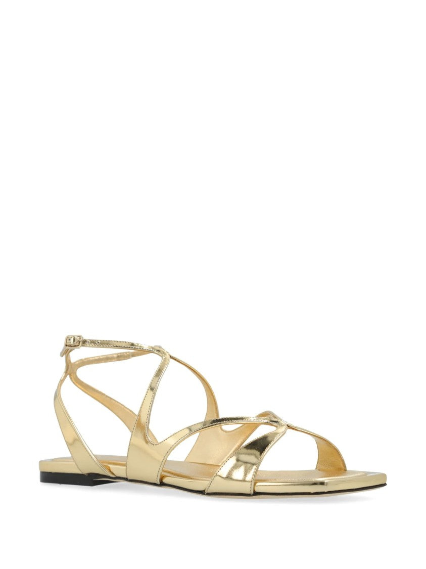 Jimmy Choo Gold Ayla Flat Metallic Sandals