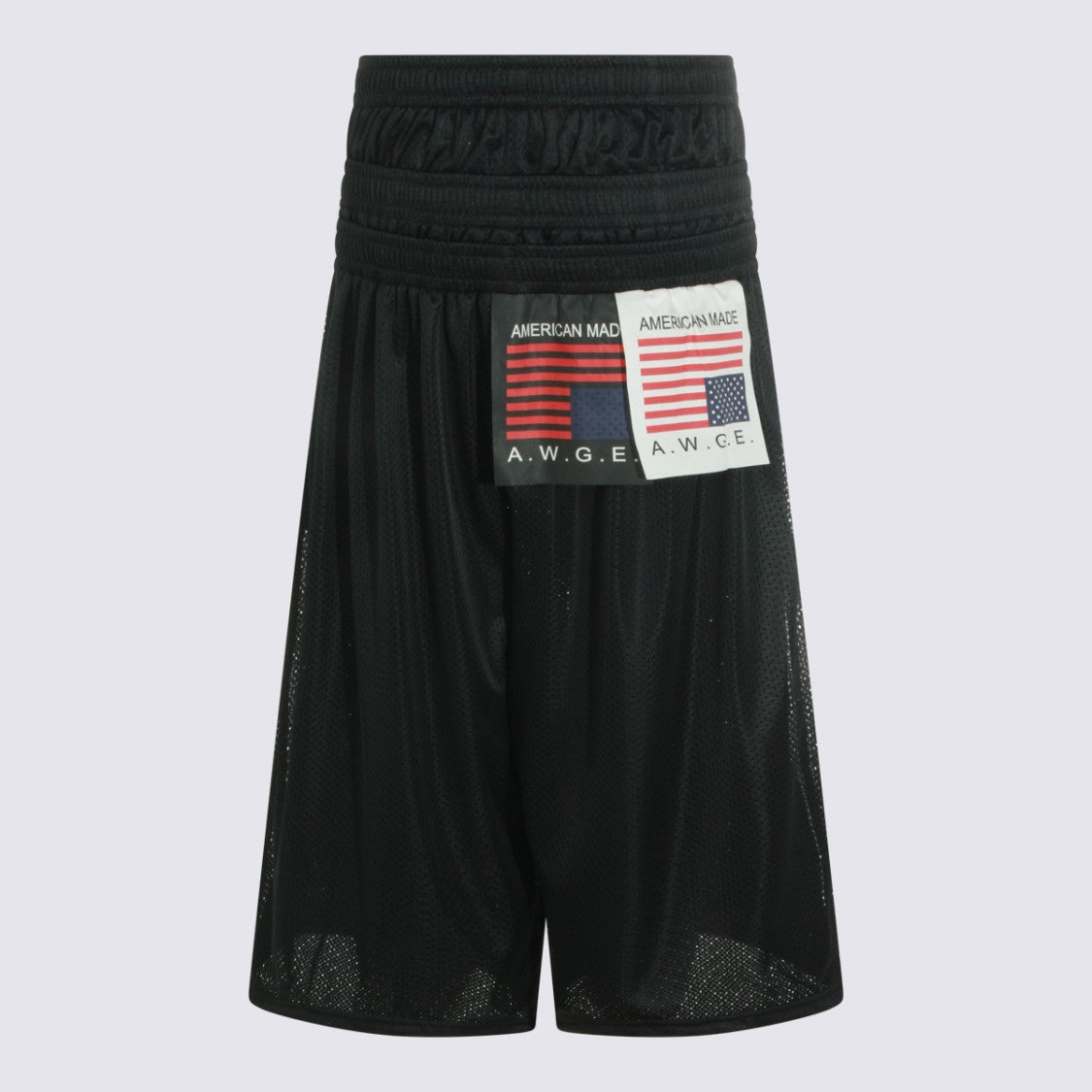 Awge High-Waisted Black Mesh Shorts With Drawstring
