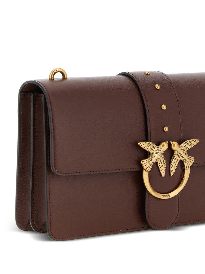 Pinko Structured Rectangular Bag With Gold-Tone Bird Clasp