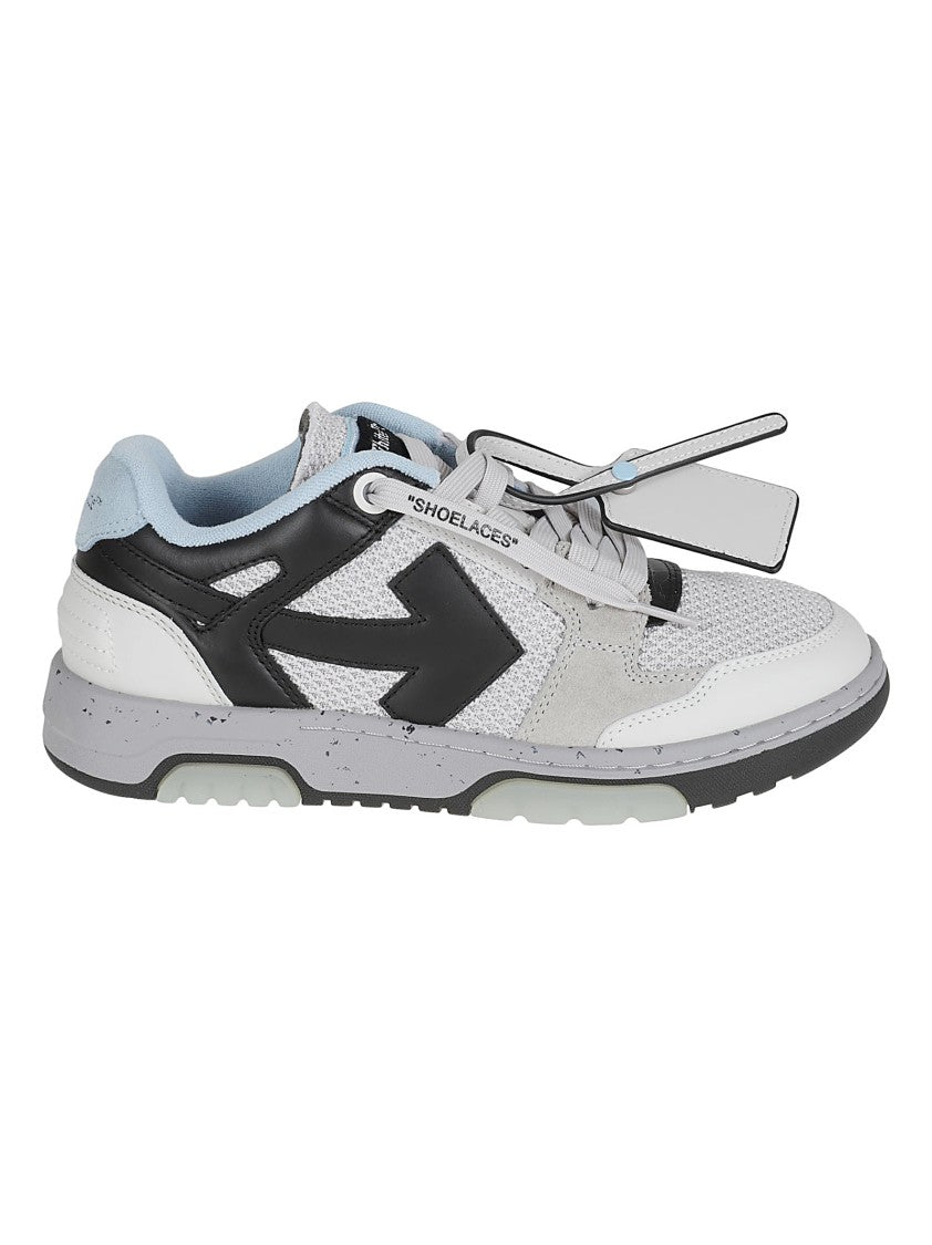 Off-White Mesh Sneakers With Leather Accents