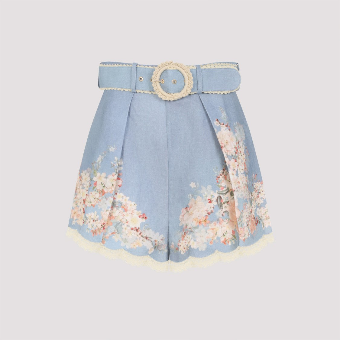 Zimmermann Cascadian Tuck Light Blue Ramie Shorts